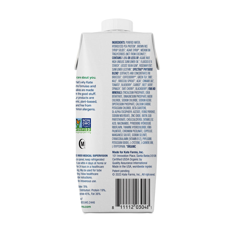 Kate Farms Peptide 1.0 Oral Supplement Plain Flavor Liquid 11 oz. Carton (1184935_CS) 12/CS