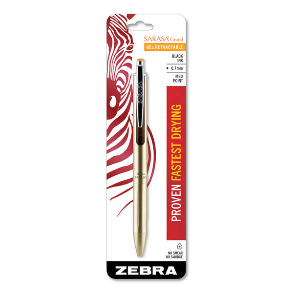 Zebra® Sarasa Grand Gel Pen, Retractable, Fine 0.7 mm, Black Ink, Gold/Translucent Black Barrel (ZEB45511) Each