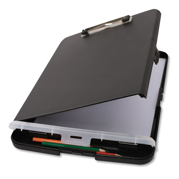 Universal® Storage Clipboard with Pen Compartment, 0.5" Clip Capacity, Holds 8.5 x 11 Sheets, Black (UNV40319)