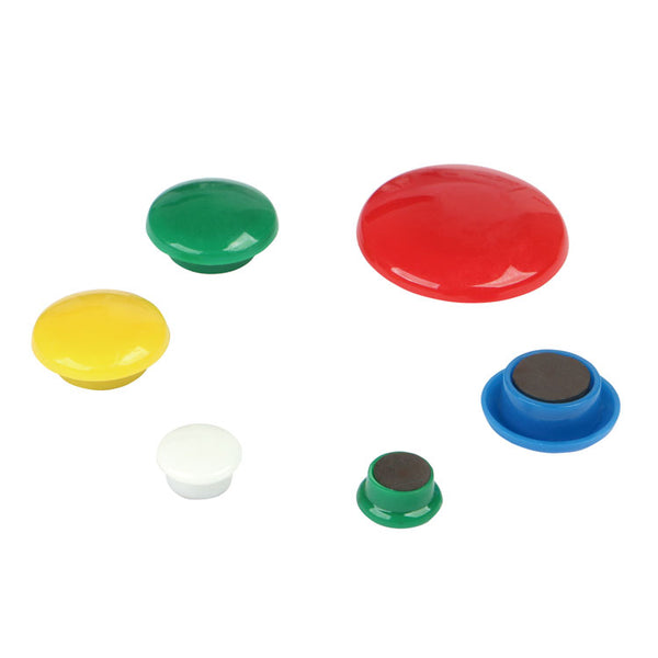 Universal® Assorted Magnets, Circles, Assorted Colors, 0.63", 1", 1.63" Diameters, 30/Pack (UNV31250)