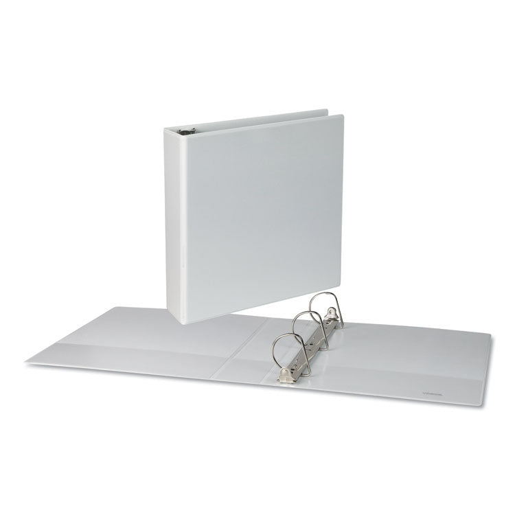 Universal® Slant D-Ring View Binder, 3 Rings, 2" Capacity, 11 x 8.5, White, 4/Pack (UNV20746PK)