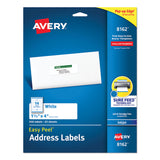 Avery® Easy Peel White Address Labels w/ Sure Feed Technology, Inkjet Printers, 1.33 x 4, White, 14/Sheet, 25 Sheets/Pack (AVE8162)