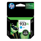 HP HP 933XL, (CN054AN) High-Yield Cyan Original Ink Cartridge (HEWCN054AN) Each