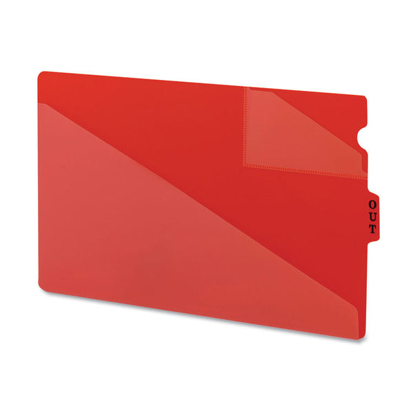 Smead™ End Tab Poly Out Guides, Two-Pocket Style, 1/3-Cut End Tab, Out, 8.5 x 14, Red, 50/Box (SMD61970)