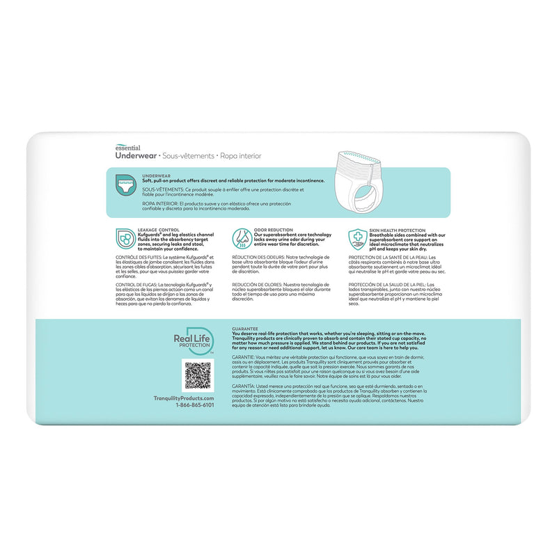 Tranquility® Essential Unisex Adult Absorbent Underwear Pull On with Tear Away Seams Small Disposable Moderate Absorbency (884709_BG) 25/BG