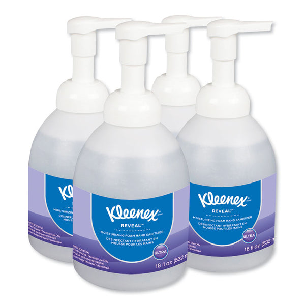 Kleenex® Reveal Ultra Moisturizing Foam Hand Sanitizer, 18 oz Bottle, Fragrance-Free, 4/Carton (KCC45826CT)