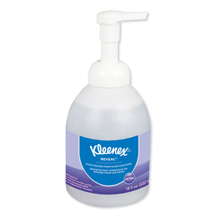 Kleenex® Reveal Ultra Moisturizing Foam Hand Sanitizer, 18 oz Bottle, Fragrance-Free, 4/Carton (KCC45826CT)