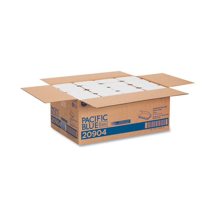 Georgia Pacific® Professional Pacific Blue Basic S-Fold Paper Towels, 1-Ply, 10.25 x 9.25, White, 250/Pack, 16 Packs/Carton (GPC20904) Case of 4000