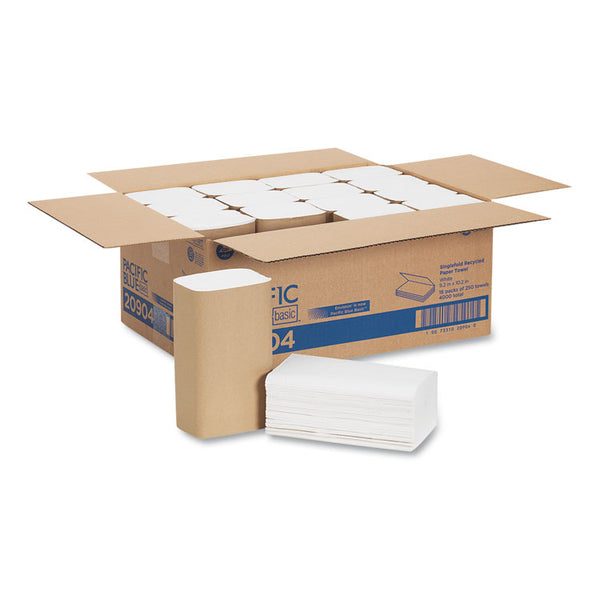 Georgia Pacific® Professional Pacific Blue Basic S-Fold Paper Towels, 1-Ply, 10.25 x 9.25, White, 250/Pack, 16 Packs/Carton (GPC20904) Case of 4000