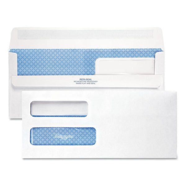 Quality Park™ Double Window Redi-Seal Security-Tinted Envelope, #10, Commercial Flap, Redi-Seal Adhesive Closure, 4.13 x 9.5, White, 500/BX (QUA24559) Box of 500