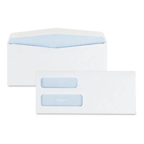 Quality Park™ Double Window Security-Tinted Check Envelope, #10, Commercial Flap, Gummed Closure, 4.13 x 9.5, White, 500/Box (QUA24550) Box of 500
