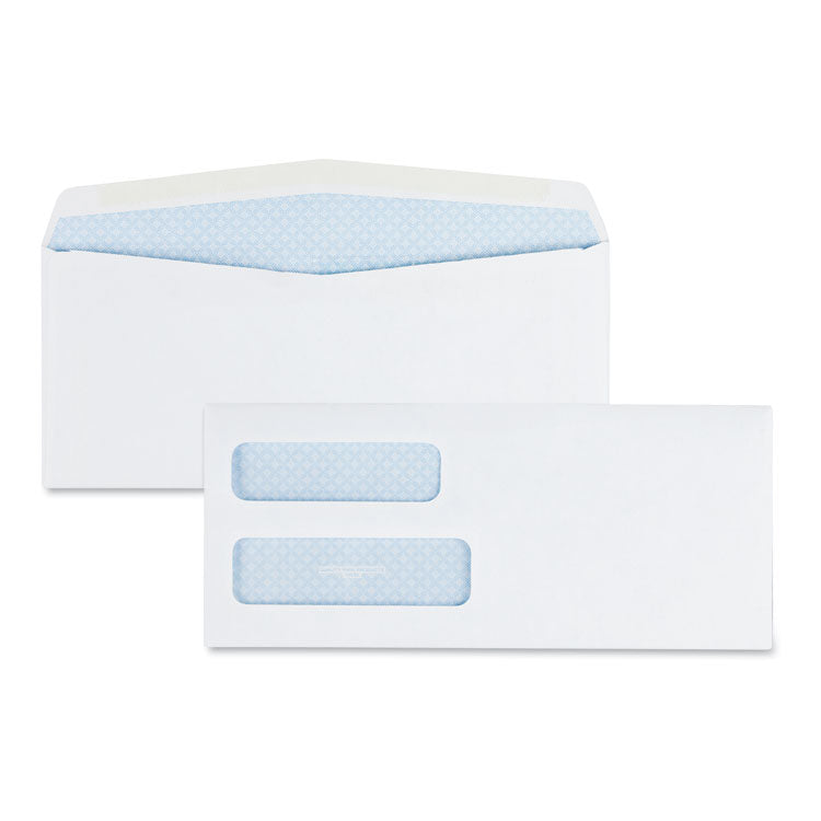 Quality Park™ Double Window Security-Tinted Check Envelope, #10, Commercial Flap, Gummed Closure, 4.13 x 9.5, White, 500/Box (QUA24550) Box of 500
