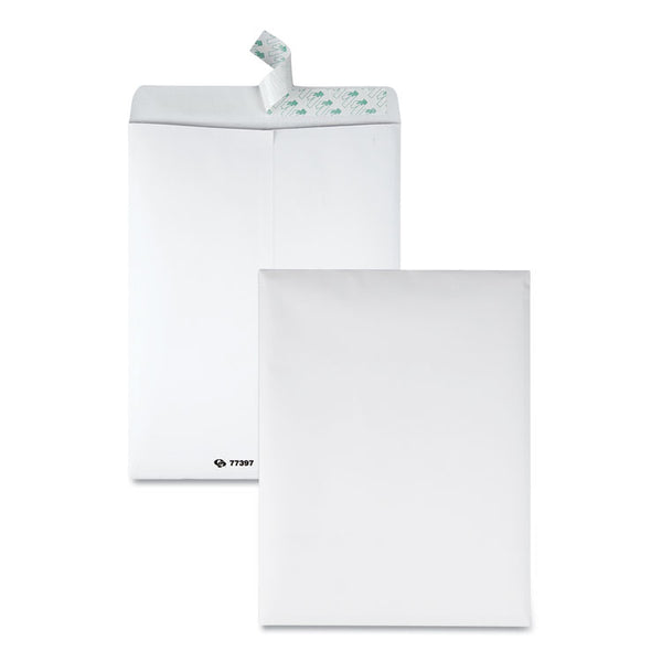Quality Park™ Tech-No-Tear Catalog Envelope, Paper Exterior, #13 1/2, Cheese Blade Flap, Self-Adhesive Closure, 10 x 13, White, 100/Box (QUA77397) Box of 100