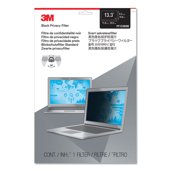 3M™ Frameless Blackout Privacy Filter for 13.3" Widescreen Laptop, 16:9 Aspect Ratio (MMMPF133W9B)