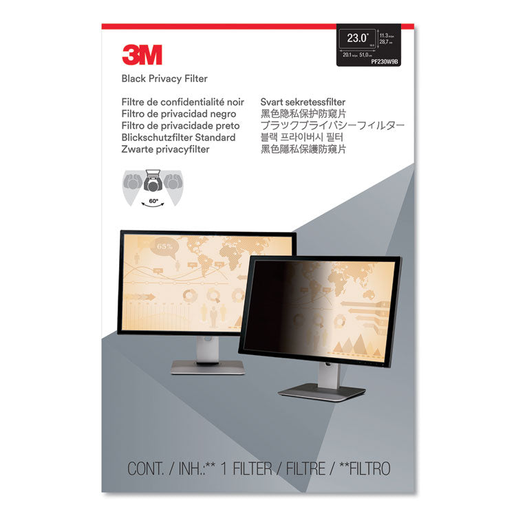 3M™ Frameless Blackout Privacy Filter for 23" Widescreen Flat Panel Monitor, 16:9 Aspect Ratio (MMMPF230W9B)