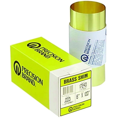 Precision Brand Brass Shim Stock Rolls, 0.1, Brass, 0.003" x 100" x 6" (605-17240) 1 Roll