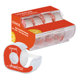 Universal® Invisible Tape with Handheld Dispenser, 1" Core, 0.75" x 25 ft, Clear, 4/Pack (UNV83504)