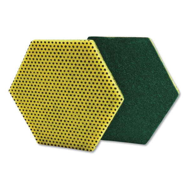 Scotch-Brite™ Dual Purpose Scour Pad, 5 x 5, Green/Yellow, 15/Carton (MMM96HEX)