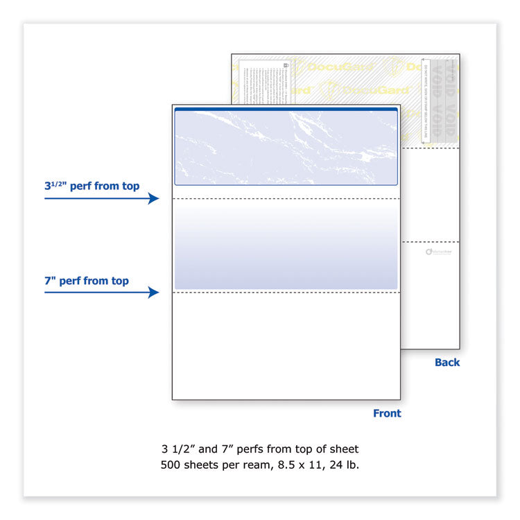 DocuGard™ Security Business Checks, 11 Features, 8.5 x 11, Blue Marble Top, 500/Ream (PRB04501)