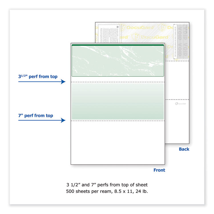 DocuGard™ Standard Security Check, 11 Features, 8.5 x 11, Green Marble Top, 500/Ream (PRB04502) 1 Ream