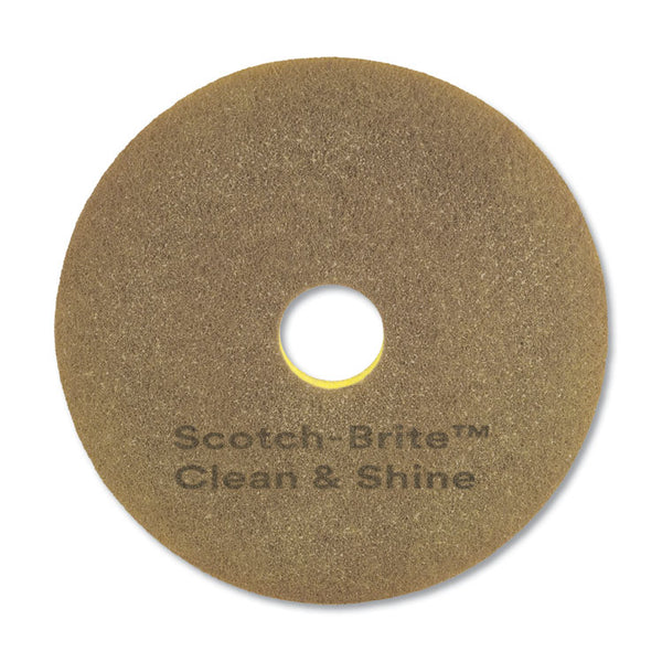 Scotch-Brite™ Clean and Shine Pad, 17" Diameter, Brown/Yellow, 5/Carton (MMM09544)
