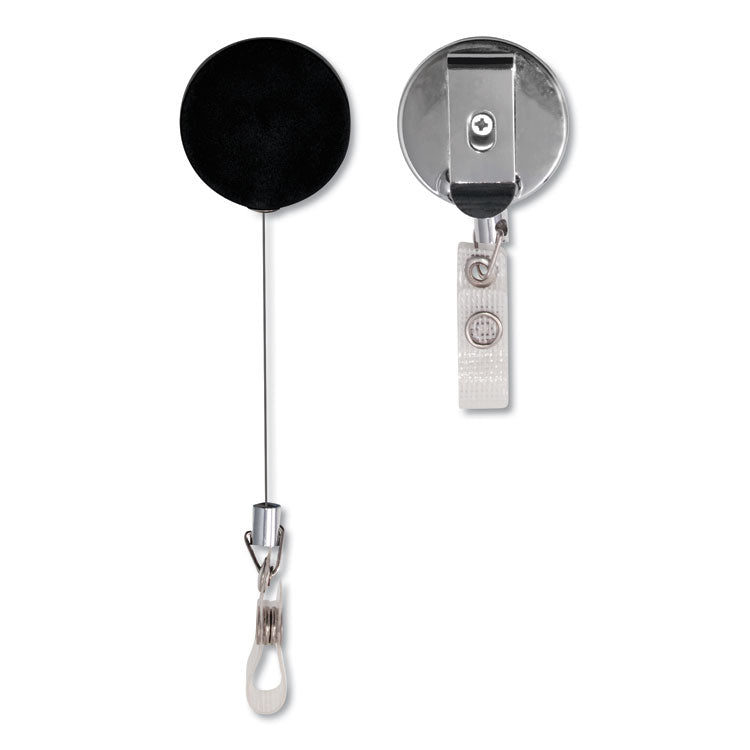 Advantus Premier Heavy-Duty Retractable ID Card Reel, 24" Extension, Black/Silver, 12/Box (AVT75406) Box of 12