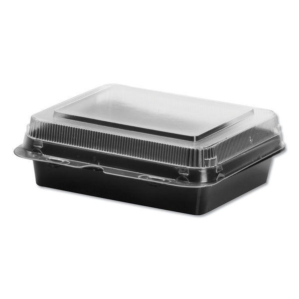 SOLO® Creative Carryouts Hinged Plastic Hot Deli Boxes, Medium Snack Box, 18 oz, 6.22 x 5.9 x 2.1, Black/Clear, 200/Carton (SCC851611PS94)