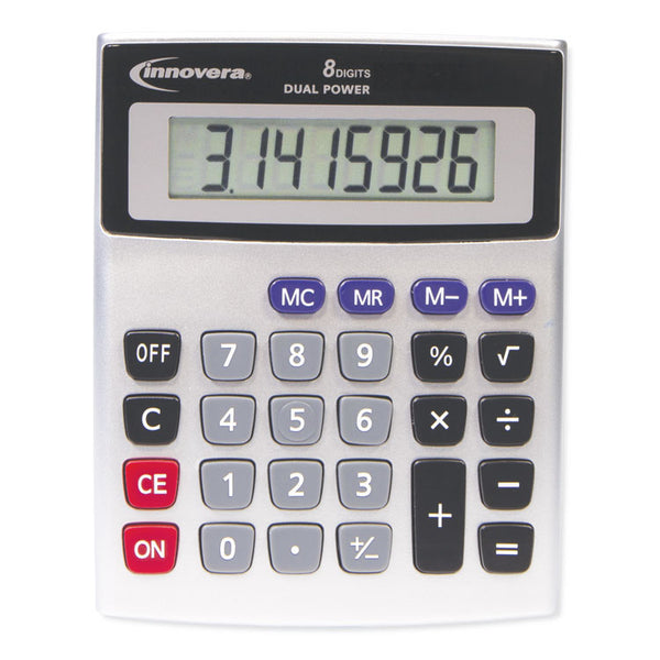 Innovera® 15927 Desktop Calculator, Dual Power, 8-Digit LCD (IVR15927)