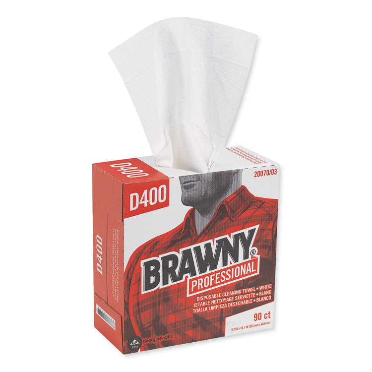 Brawny® Professional Medium Duty Premium DRC Wipers, 1-Ply, 9.25 x 16.3, Unscented, White, 90/Box (GPC2007003)