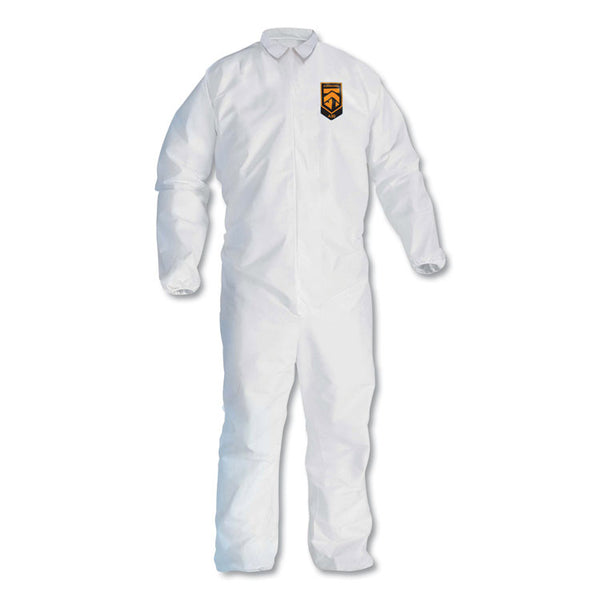 KleenGuard™ A30 Elastic-Back and Cuff Coveralls, Large, White, 25/Carton (KCC46103)
