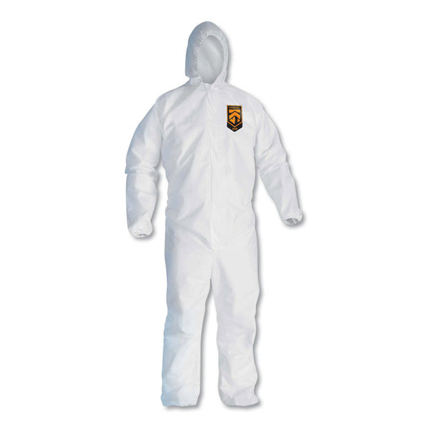 KleenGuard™ A30 Elastic Back and Cuff Hooded Coveralls, Medium, White, 25/Carton (KCC46112)