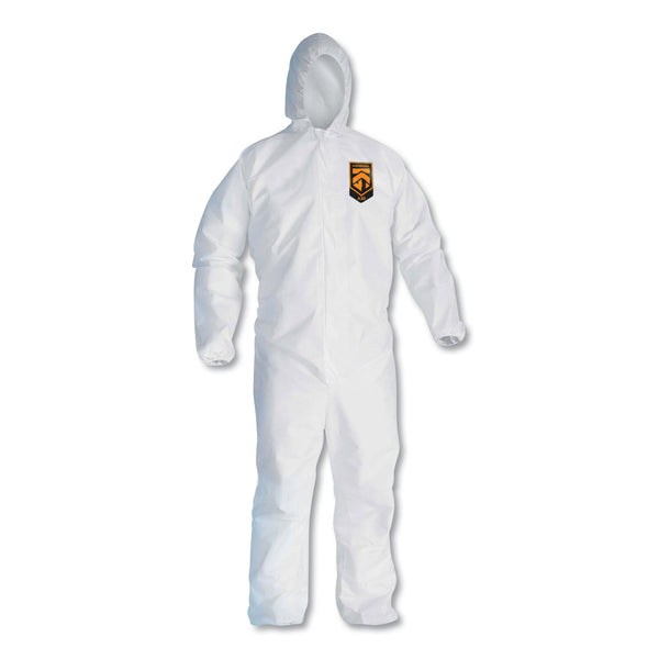 KleenGuard™ A30 Elastic Back and Cuff Hooded Coveralls, Medium, White, 25/Carton (ANS46112) Case of 25