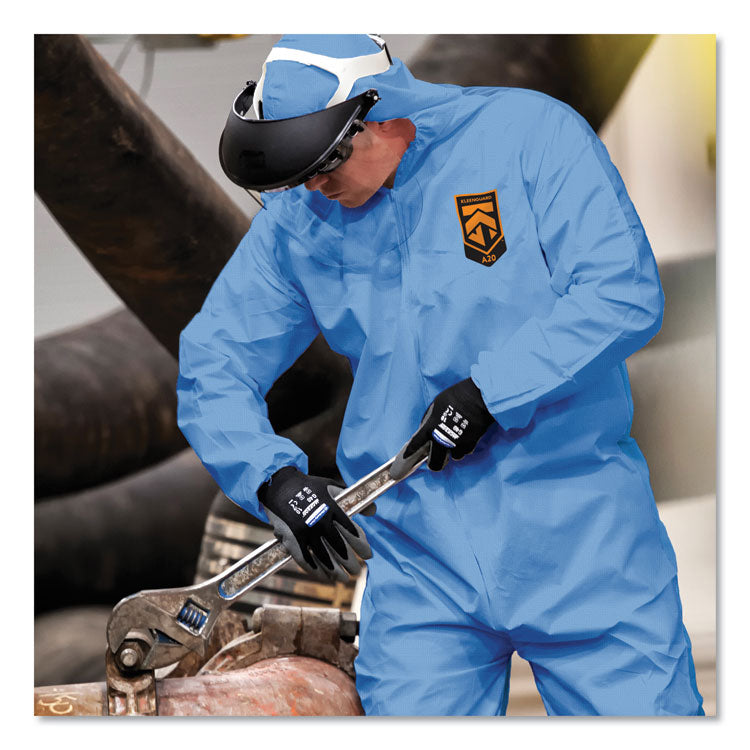 KleenGuard™ A20 Elastic Back Wrist/Ankle Hooded Coveralls, Large, Blue, 24/Carton (KCC58513) Case of 24