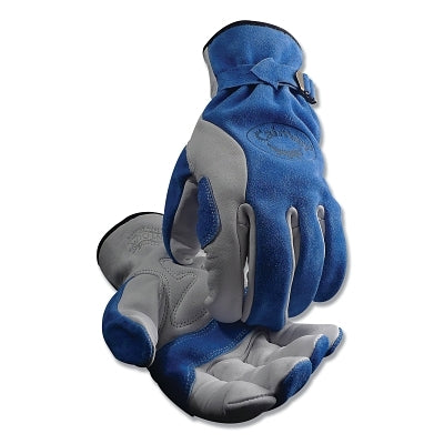 Caiman 1302 Top Grain Cow Leather Drivers Gloves, Large, Unlined, Blue/Gray (607-1302-L) 1 Pair