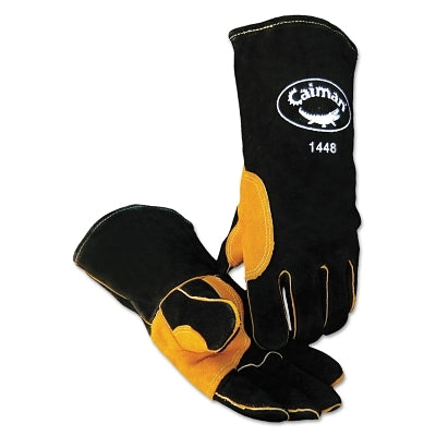 Caiman Heatflect Welding Gloves, Cow Split Leather, One Size, Black/Tan (607-1448) 1 Pair
