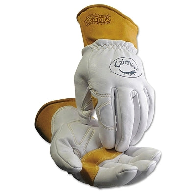 Caiman 1871 Multi-Task Gloves, Boarhide™/Goat/Ovis-Hide™ Leather, Large, White/Tan (607-1871-L) 1 Pair