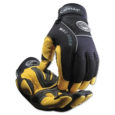 Caiman Gold Grain Leather Palm Gloves, 2X-Large, Gold/Black (607-2956-XXL) 1 Pair