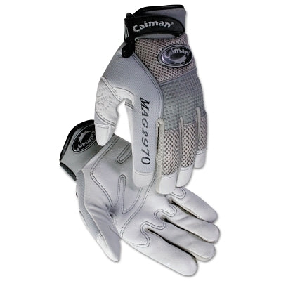 Caiman 2970 Deerskin Padded Palm Knuckle Protection Mechanics Gloves, Large, Gray (607-2970-L) 1 Pair