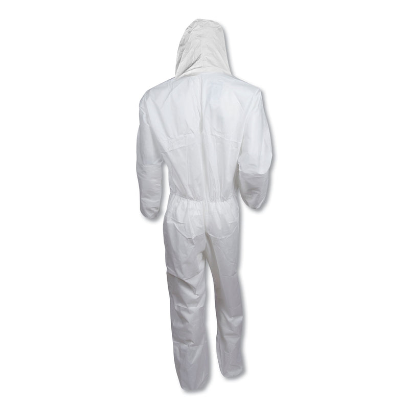 KleenGuard™ A30 Elastic Back and Cuff Hooded Coveralls, Medium, White, 25/Carton (ANS46112) Case of 25