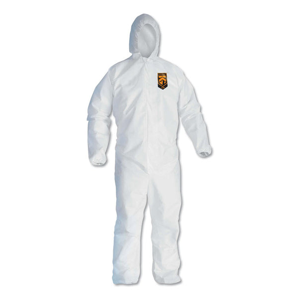KleenGuard™ A40 Elastic-Cuff and Ankle Hooded Coveralls, Large, White, 25/Carton (KCC44323)