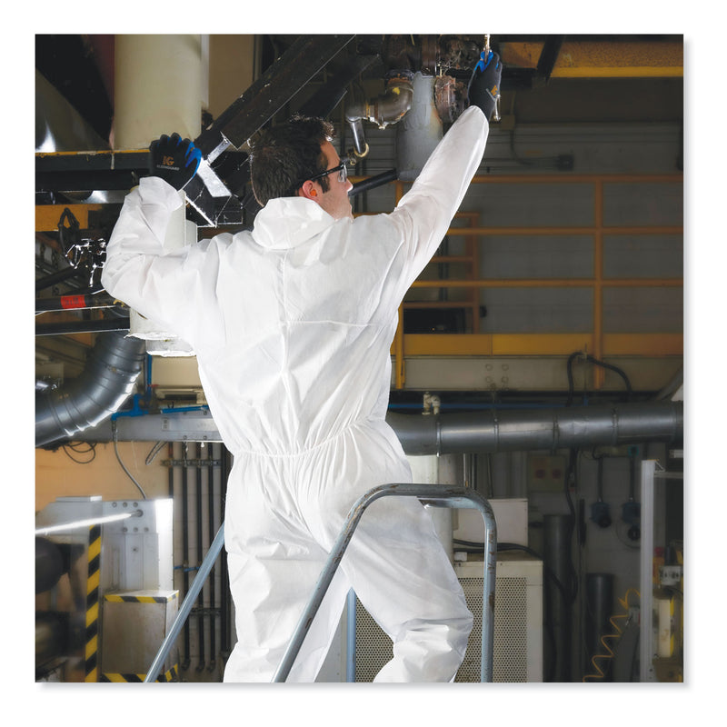KleenGuard™ A30 Elastic Back and Cuff Hooded Coveralls, Medium, White, 25/Carton (ANS46112) Case of 25