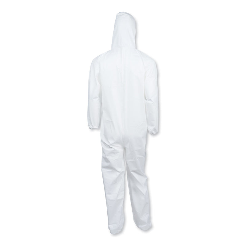 KleenGuard™ A40 Elastic-Cuff and Ankle Hooded Coveralls, Large, White, 25/Carton (ANS44323) Case of 25