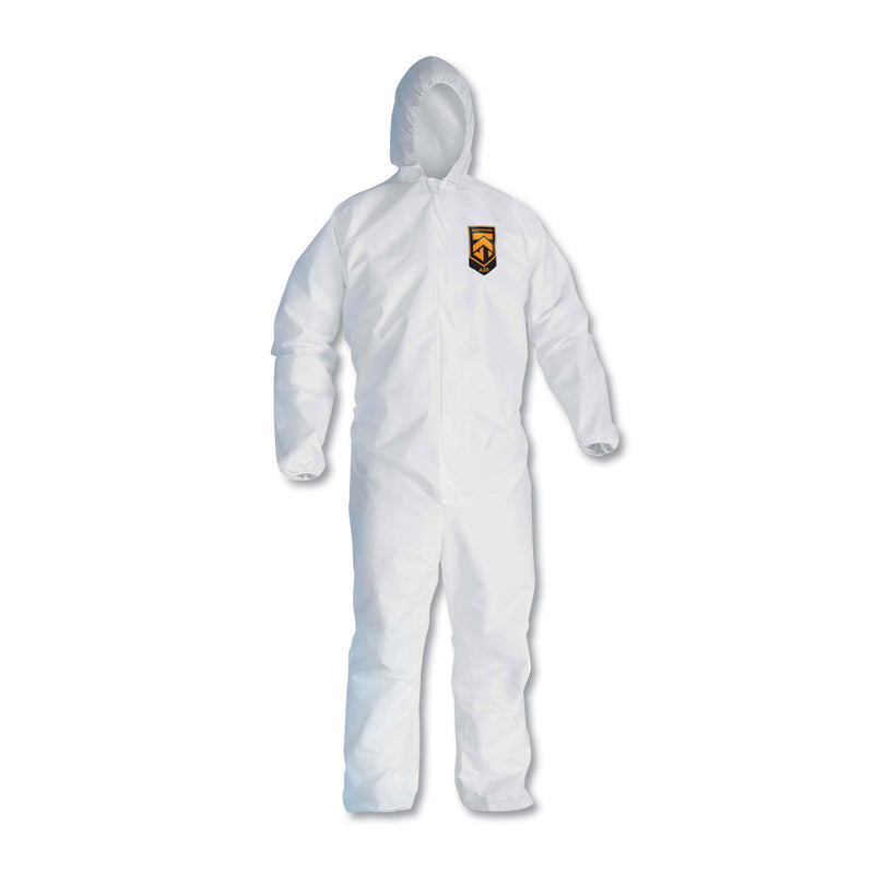 KleenGuard™ A20 Elastic Back, Cuff and Ankle Hooded Coveralls, Zip, X-Large, White, 24/Carton (ANS49114) Case of 24