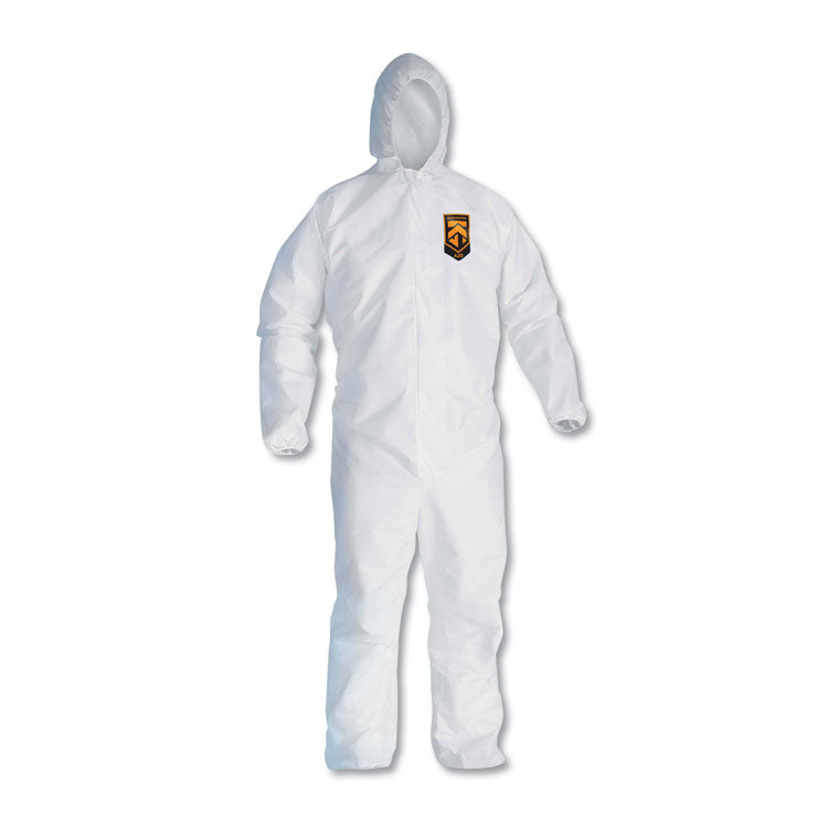 KleenGuard™ A20 Elastic Back, Cuff and Ankle Hooded Coveralls, Zip, X-Large, White, 24/Carton (KCC49114)