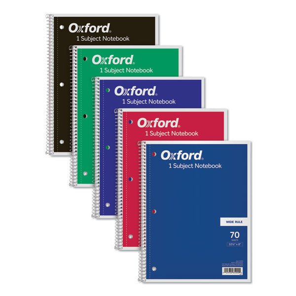 Oxford™ Coil-Lock Wirebound Notebooks, 3-Hole Punched, 1-Subject, Wide/Legal Rule, Randomly Assorted Covers, (70) 10.5 x 8 Sheets (TOP65000)