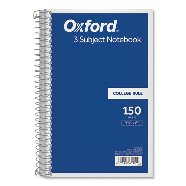 Oxford™ Coil-Lock Wirebound Notebooks, 3-Subject, Medium/College Rule, Randomly Assorted Cover Color, (150) 9.5 x 6 Sheets (TOP65362) Each