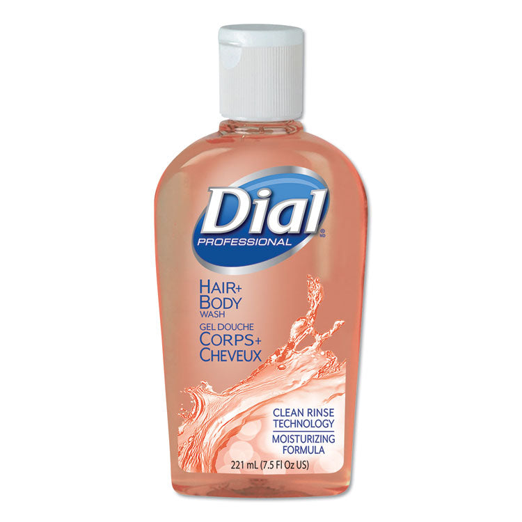 Dial® Professional Hair + Body Wash, Neutral Scent, 7.5 oz Flip Cap, 24/Carton (DIA04014)