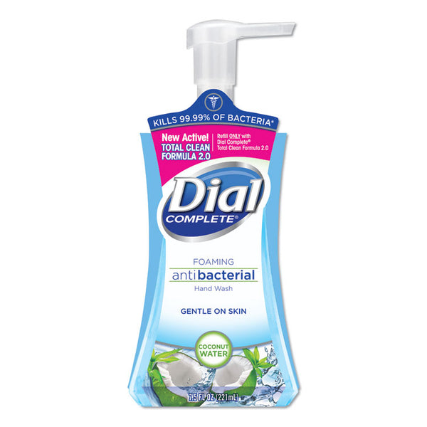 Dial® Antibacterial Foaming Hand Wash, Coconut Water, 7.5 oz Pump Bottle, 8/Carton (DIA09316CT)