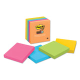 Post-it® Notes Super Sticky Pads in Energy Boost Collection Colors, 3" x 3", 90 Sheets/Pad, 5 Pads/Pack (MMM6545SSUC) Pack of 5