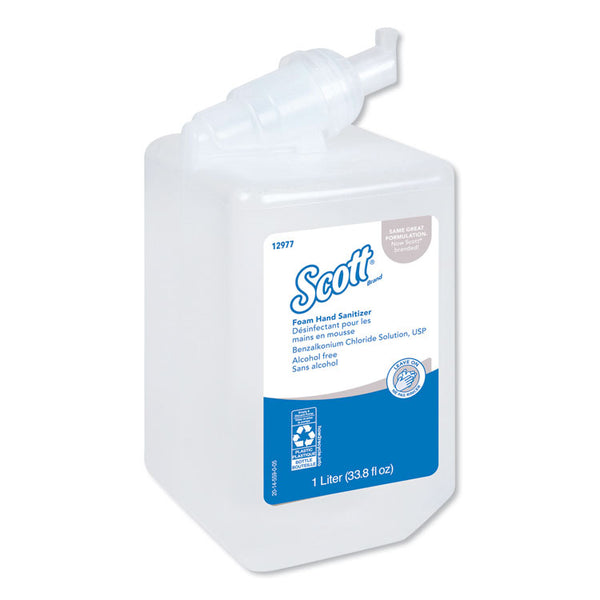 Scott® Essential Alcohol-Free Foam Hand Sanitizer, 1,000 mL Cassette, Unscented, 6/Carton (KCC12977) Carton of 6